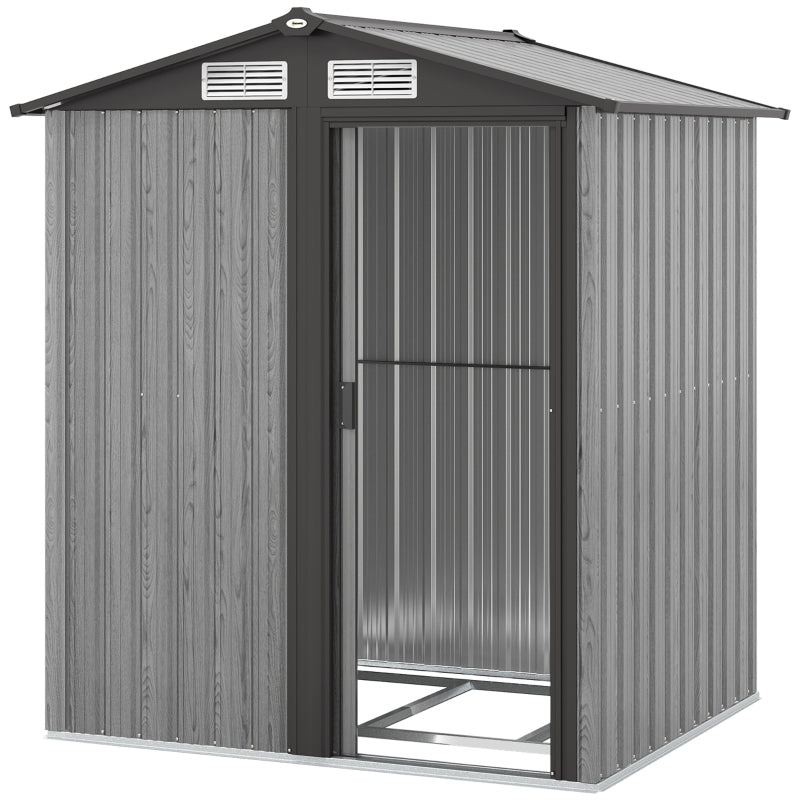 5ft x 4.3ft Outdoor Garden Storage Shed - Grey Wooden Effect, Durable & Weatherproof