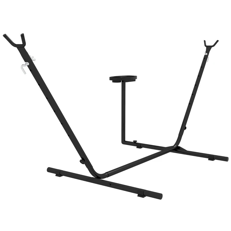 Steel Frame Hammock Stand with Side Tray, Black