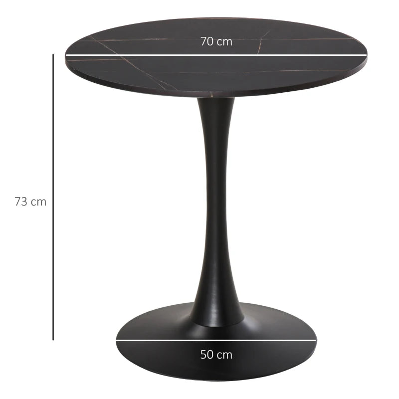 Modern Round Dining Table - Stylish Bistro Table with Metal Base for Kitchen & Dining Room - Black Finish