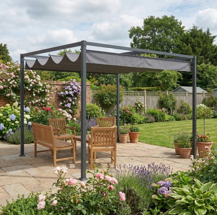 3m x 2m Grey Metal Pergola