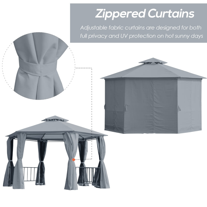 Grey 3m x 3m Hexagon Gazebo