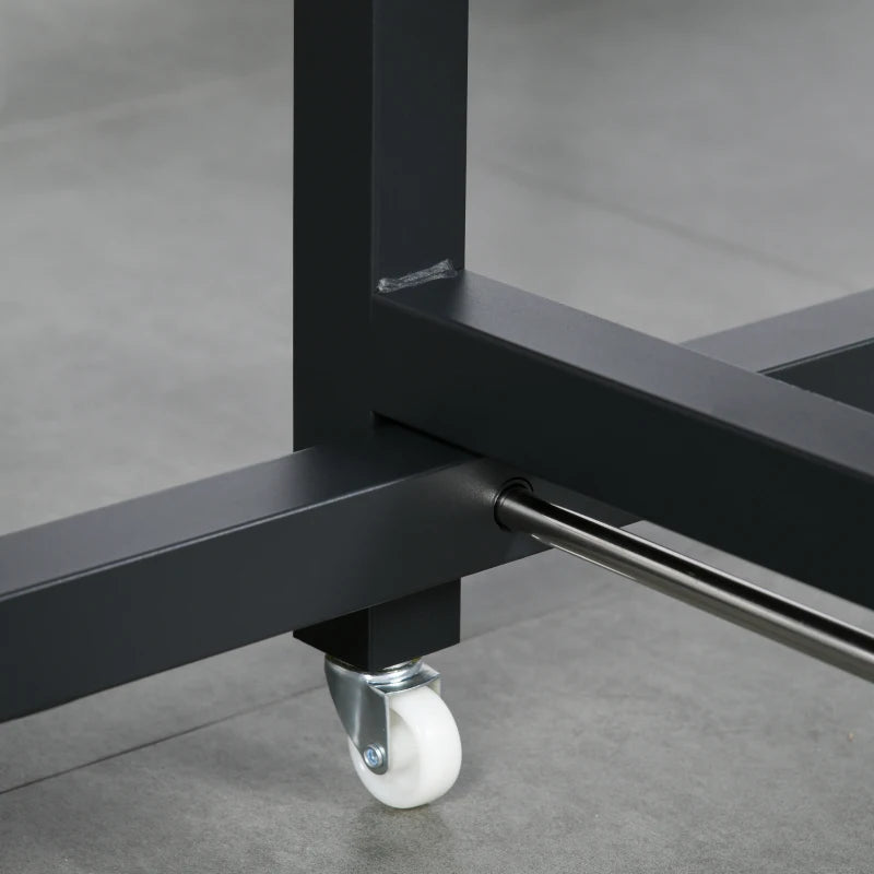 Industrial Folding Dining Table with Wheels - Rustic Brown Drop Leaf Table for Kitchen & Dining Room, Space Saving Design