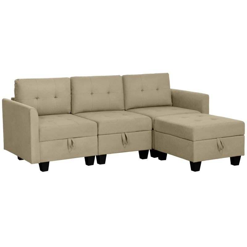 Light Brown 'L' Shape Modular Sofa with Storage for Stylish Living Rooms