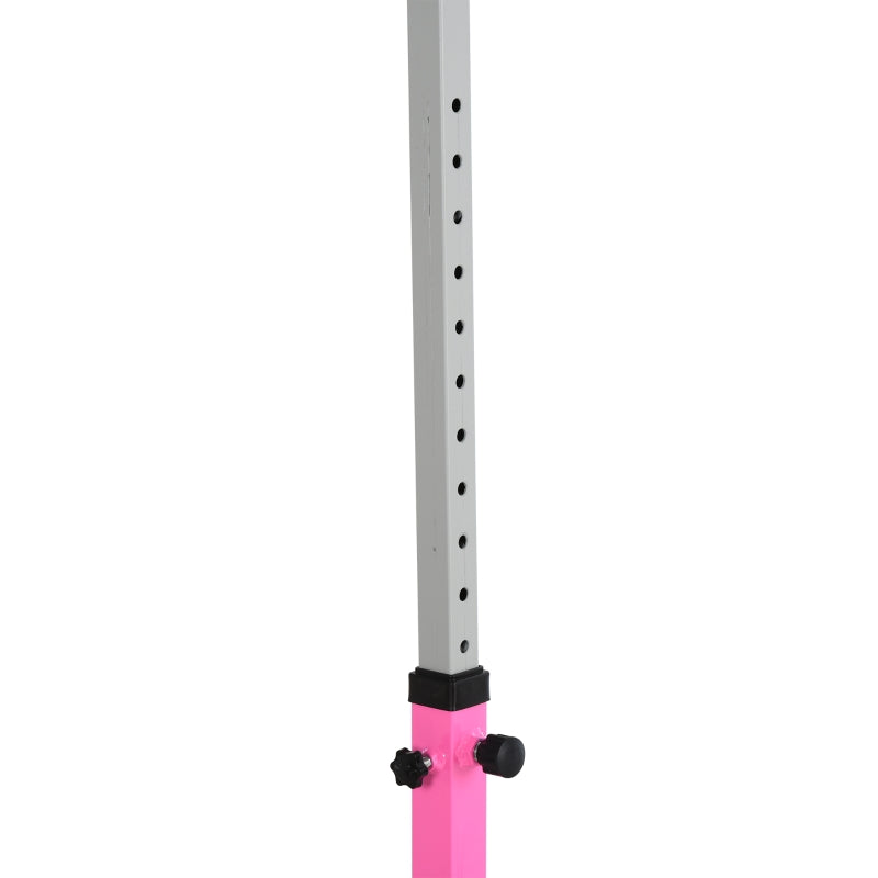 Height Adjustable Gymnastics Horizontal Bar for Kids Junior Fitness Equipment Pink