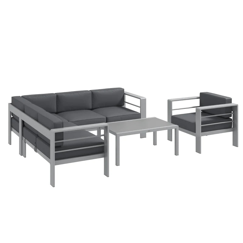 Grey Metal Garden Sofa, Table & Chair
