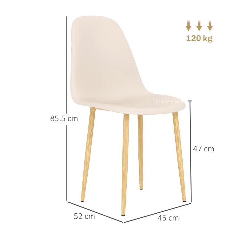 Modern Khaki Dining Chairs Set of 4 - Stylish Kitchen Chairs with Backrest & Steel Legs for Dining Room & Living Room