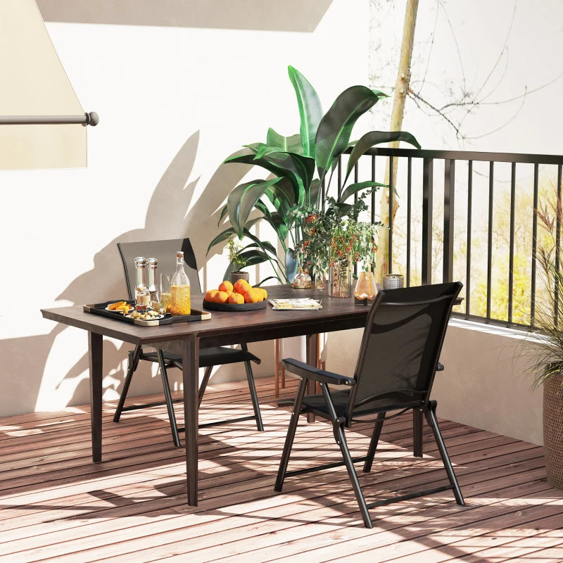 Set of Two Black Folding Outdoor Chairs - Compact Size for Patio and Garden