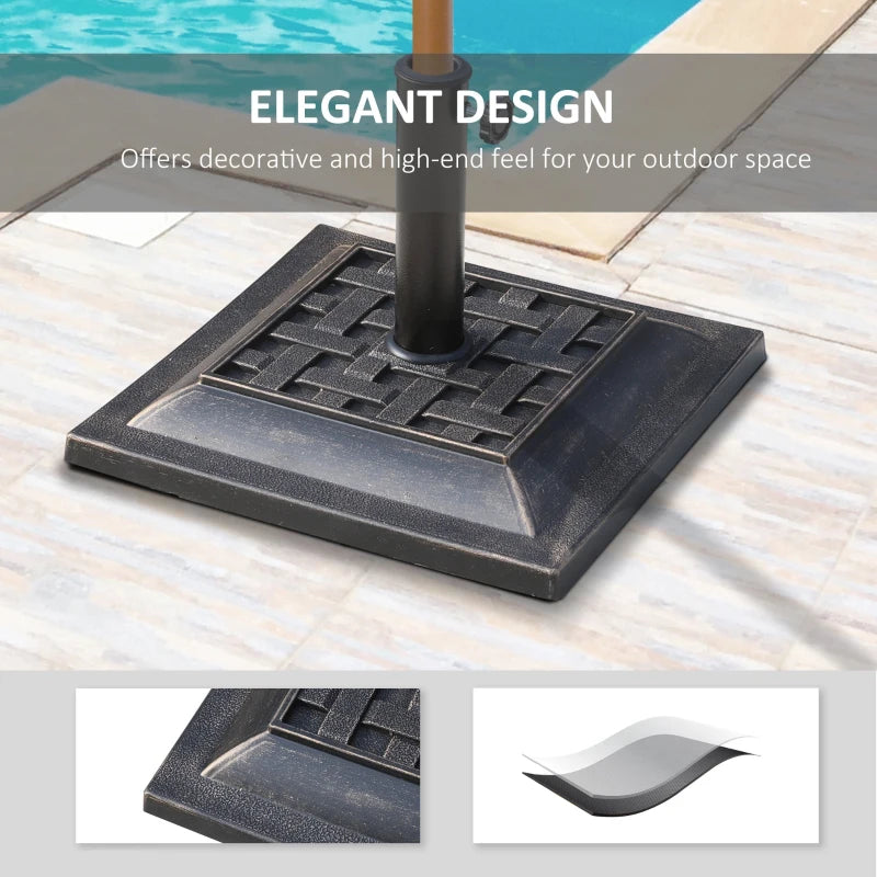 Bronze Square Resin Garden Parasol Base Stand - 9kg
