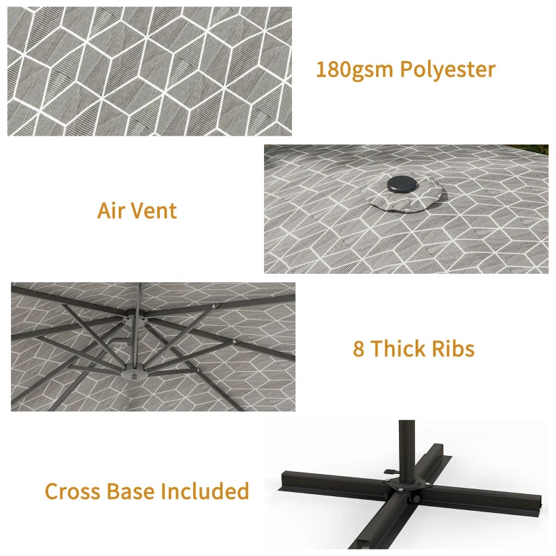 360° Rotation Black & White Cantilever Garden Parasol