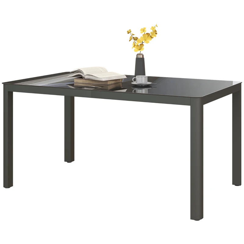 Grey Aluminium Glass Table - 150cm x 88cm