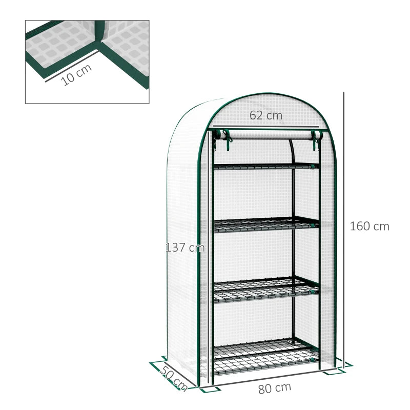 Portable White Mini Greenhouse with Storage Shelf