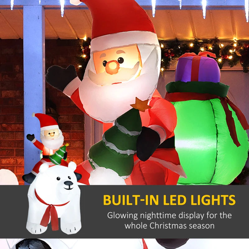 6.6ft Inflatable Santa on Polar Bear - Christmas Outdoor Decoration for Holiday Festivities