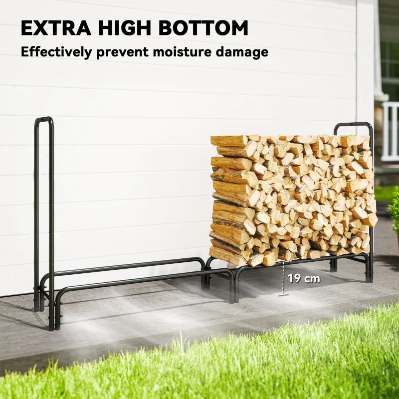 Heavy Duty Firewood Rack with Waterproof Cover - Indoor/Outdoor Log Storage Holder, 200x36x99 cm, Dark Green