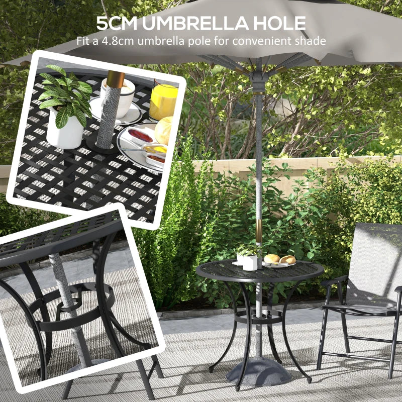 Round Aluminium Garden Table with 50mm Parasol Hole - Grey