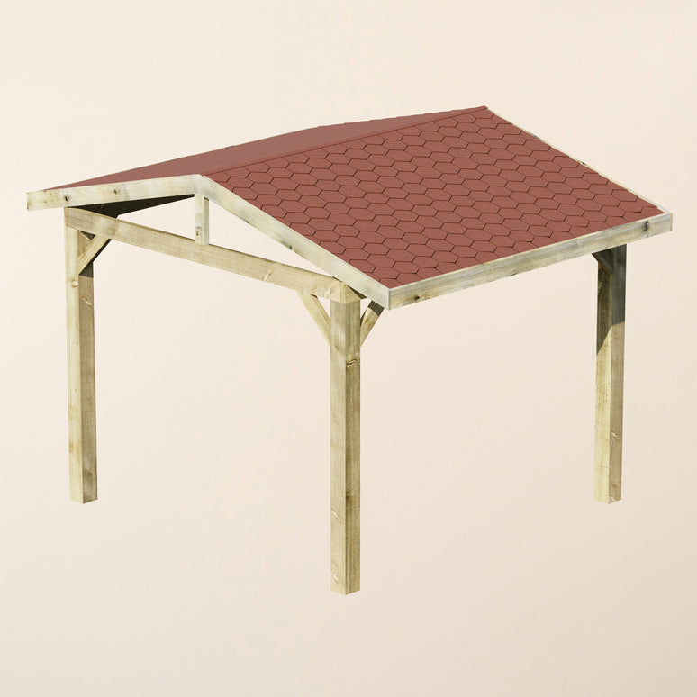 Ruby Wooden Apex Gazebo with Katepal Red Shingle Roof - Classic Garden Gazebo (No Overhang)
