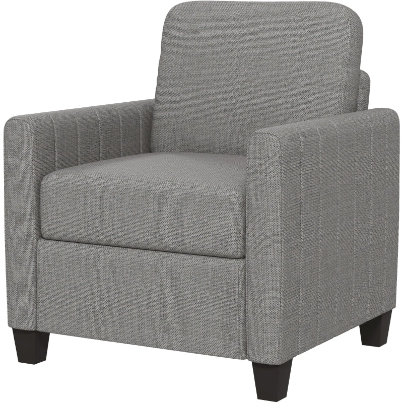 Modern Light Grey Linen-Look Armchair for Stylish Living Room Seating