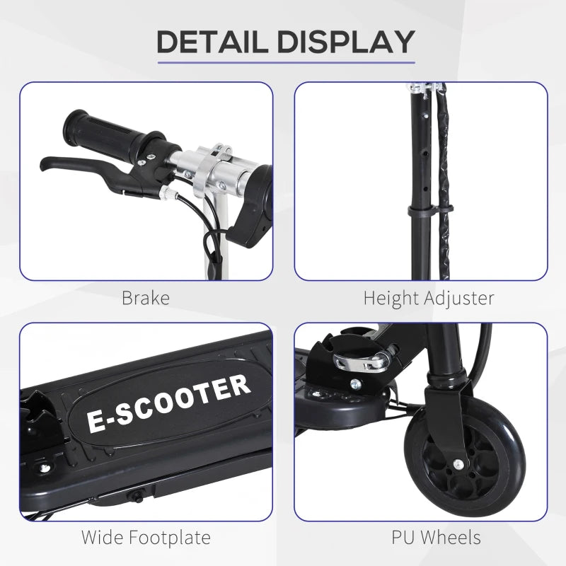 Folding Electric Scooter for Kids Ages 7 to 14 Black Ride On Toy