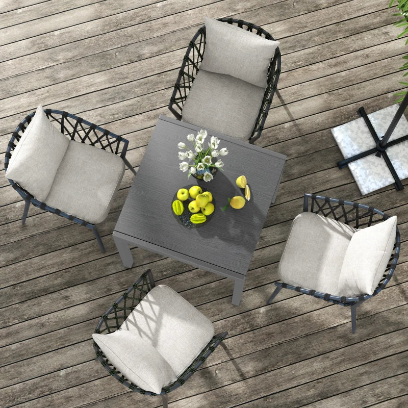 Grey Expandable 6-Seater Garden Table - Aluminium and Steel