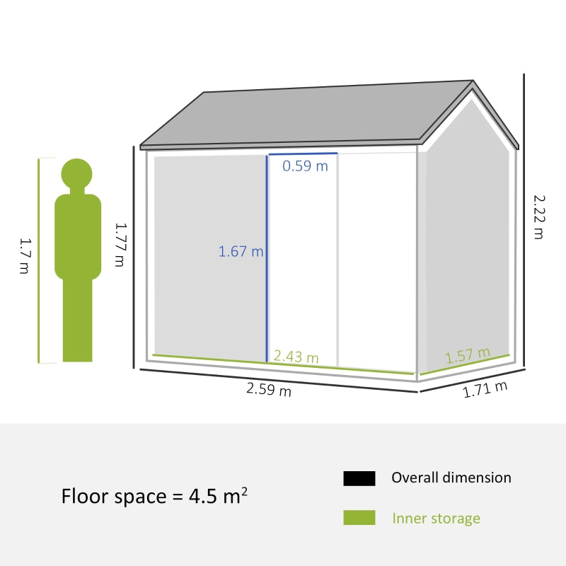 8ft x 6ft Galvanised Garden Shed