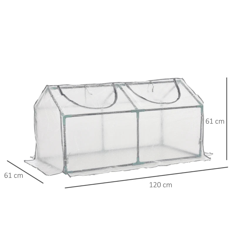 Portable White Mini Greenhouse for Garden with Zipper 120 x 60 x 60 cm