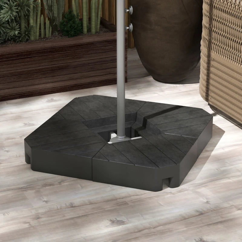 Black Cantilever Parasol Base Weights, Set of 4, 80kg Sand or 60kg Water Filled