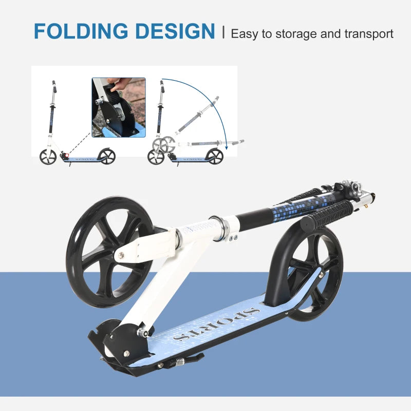 Folding Kids Kick Scooter - Blue Ride-On Toy for Boys and Girls, Adjustable Height, Lightweight and Portable