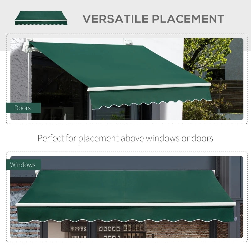 4m x 2.5m Manual Awning Sun Shade - Green