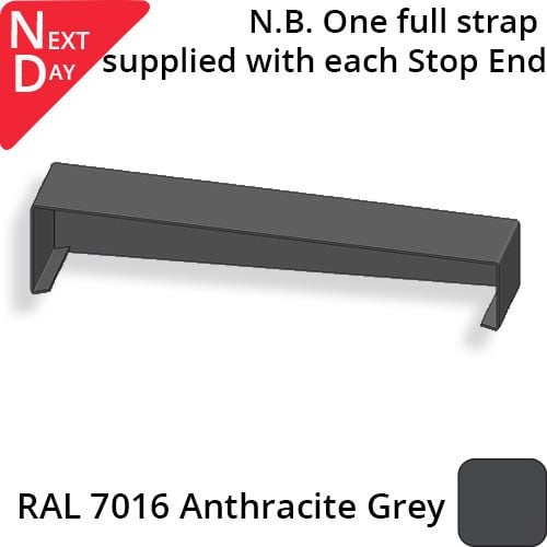 422mm Aluminium Sloping Coping (Suitable for 331-360mm Wall) - Left-hand Stop End - RAL 7016 Anthracite Grey