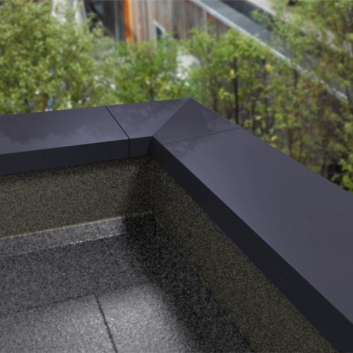 422mm Aluminium Sloping Coping (Suitable for 331-360mm Wall) - Internal 90 Degree Angle - RAL 7016 Anthracite Grey