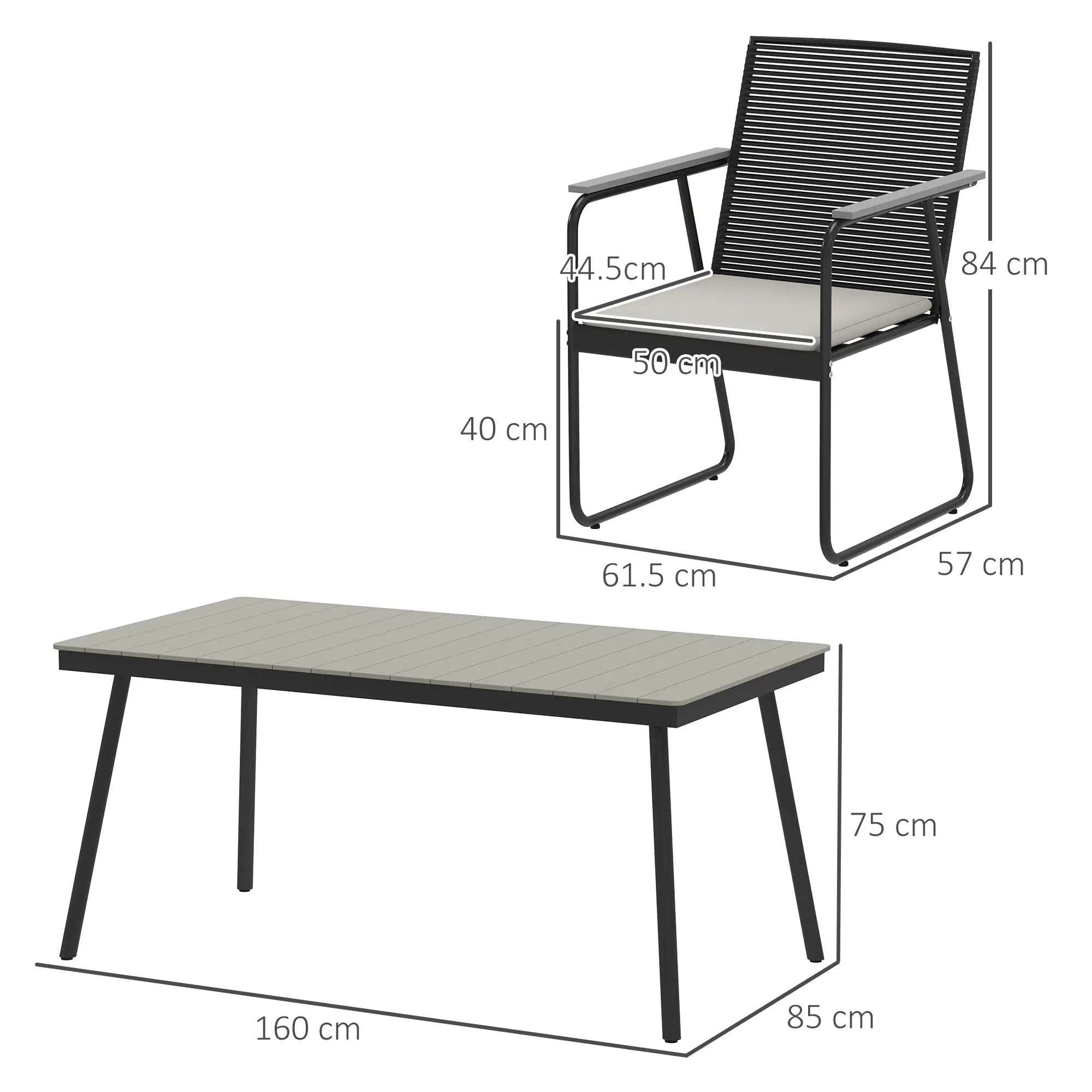 Grey 6 Seater Rattan Garden Dining Set with Cushions – Outdoor Patio Furniture with Rectangular Table