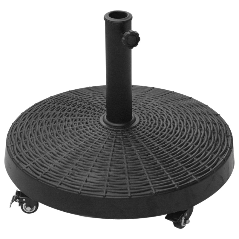 Black Resin Patio Umbrella Base with Wheels