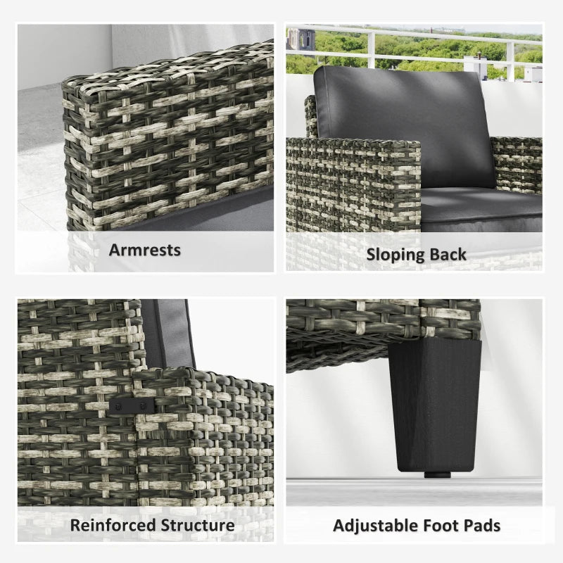 Light Grey Rattan Armchair with Cushions - Single Size