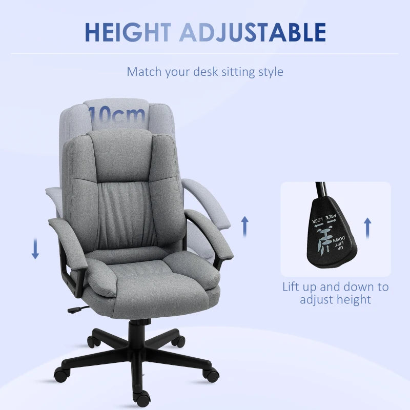 Linen Look Padded Office Chair in Grey for Comfortable Home Office Seating