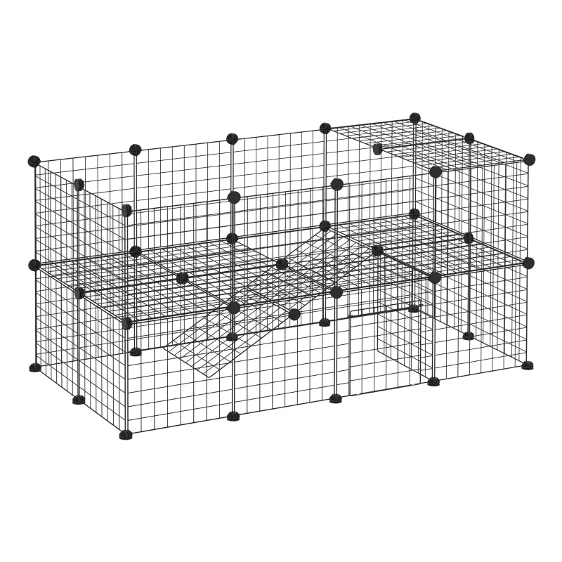 DIY Metal Wire Pet Playpen - 36 Panel Indoor/Outdoor Enclosure for Rabbits & Small Animals - Black Fence