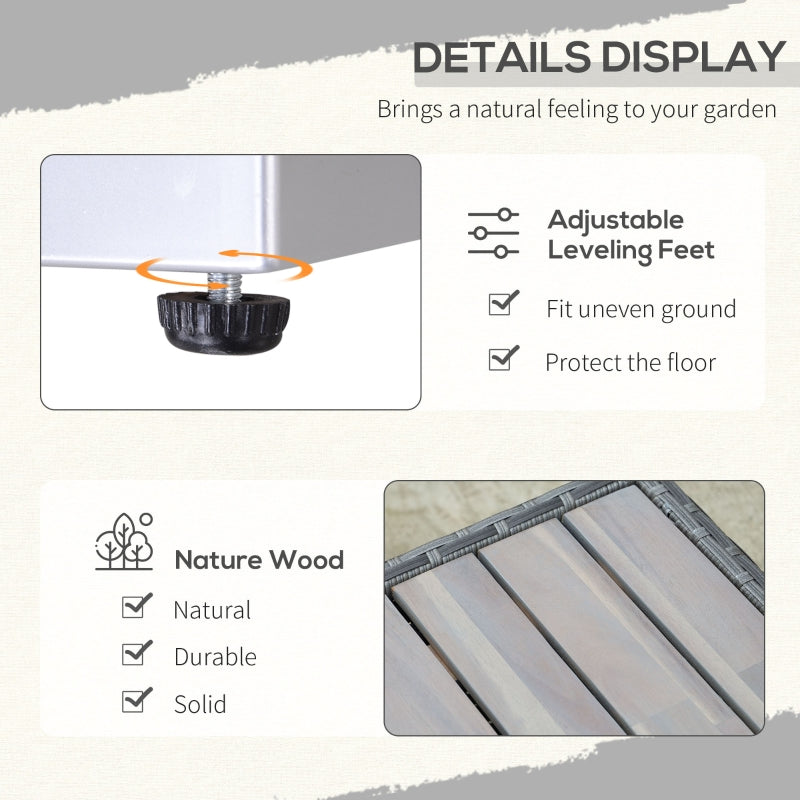 7-Piece Acacia Topped Patio Wicker Sofa Set: Stylish Outdoor Rattan Sectional with Cushions