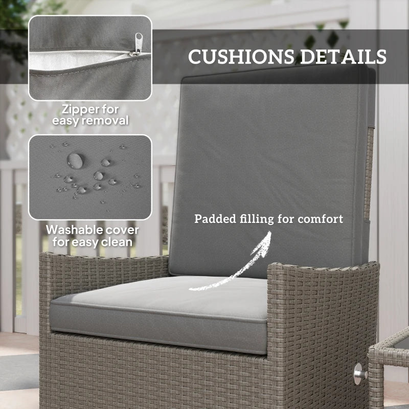 5 Piece Rattan Garden Furniture Set with Cushions and Adjustable Backrests for Outdoor Relaxation