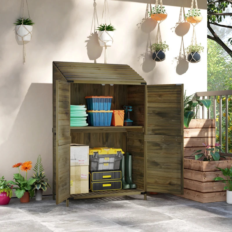 Two-Tier Wooden Garden Shed - 59 x 103.5 cm - Green