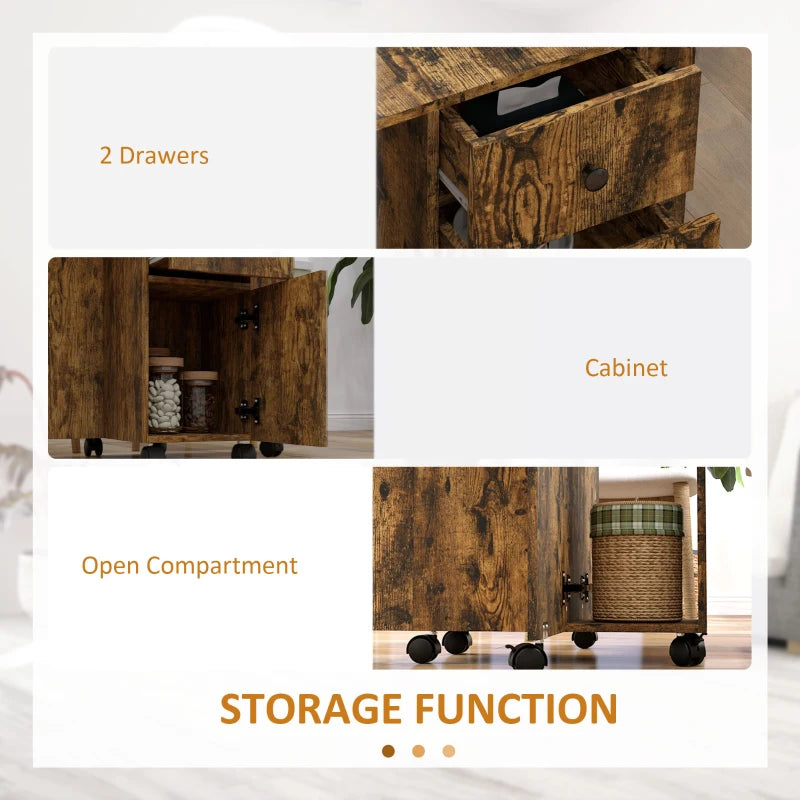 Rustic Brown Multi-Storage Drop Leaf Dining Table for Six - Space-Saving Design, Perfect for Family Gatherings