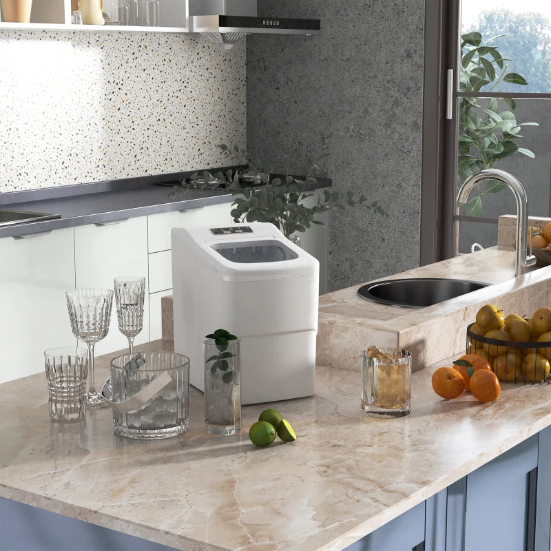 12kg Countertop Ice Cube Maker Machine with Scoop - Compact White Ice Maker for Home & Office Use