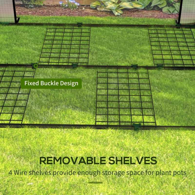 Portable White Mini Greenhouse with 4 Shelves for Plants, 100x80x150cm