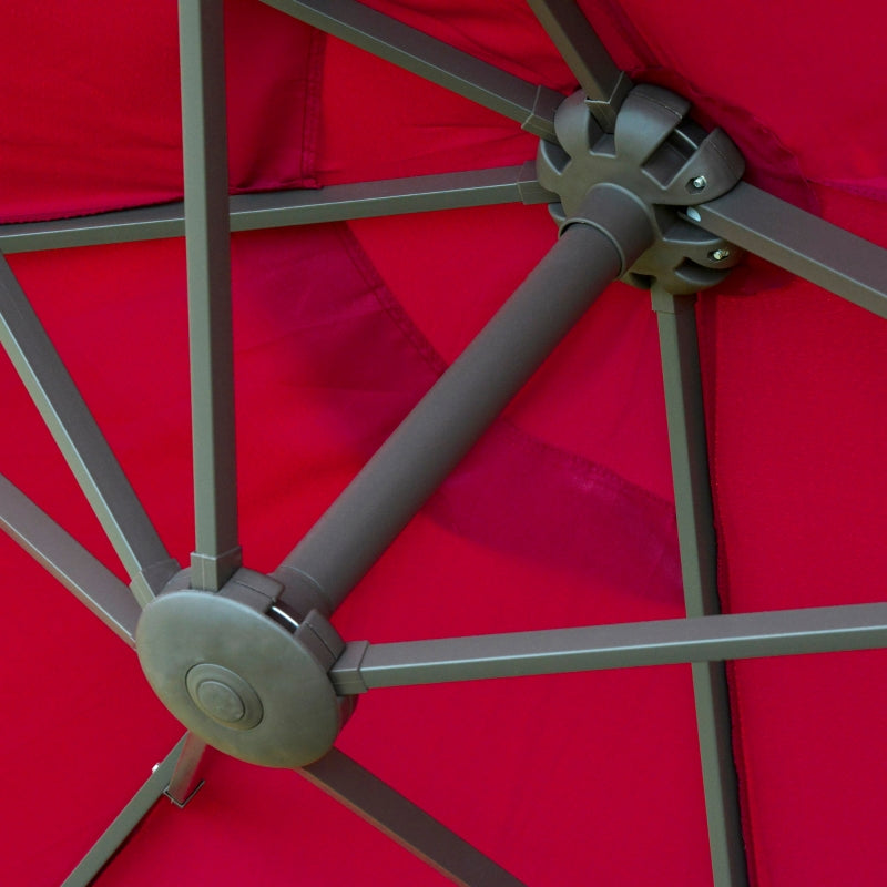 Double-sided Wine Red Sun Umbrella Canopy - 4.6M Crank Shade