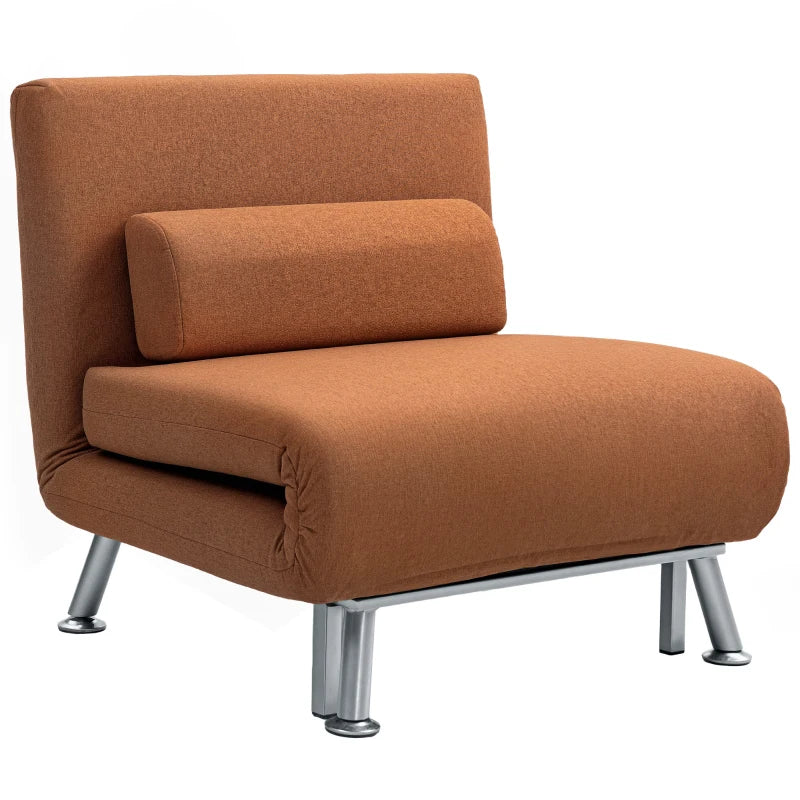 Linen-Feel Sleeper Chair in Coffee - Stylish and Comfortable Multi-Functional Seating Solution