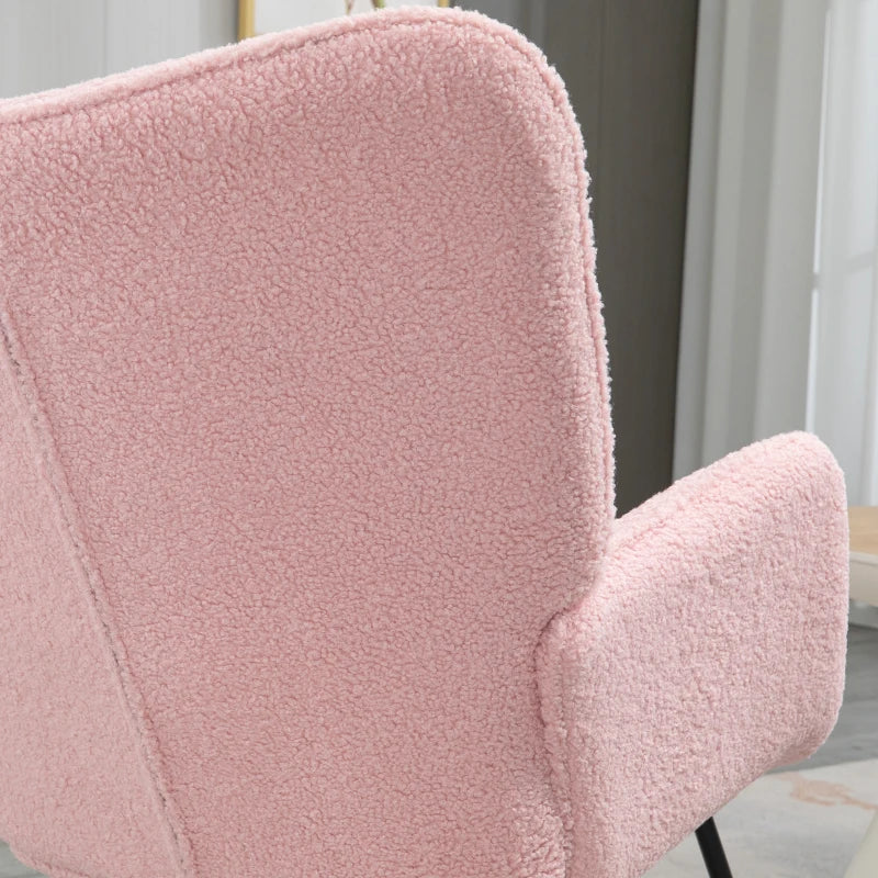 Soft Fleece Rocking Wingback Chair in Pink - Comfortable and Stylish Seating for Your Home
