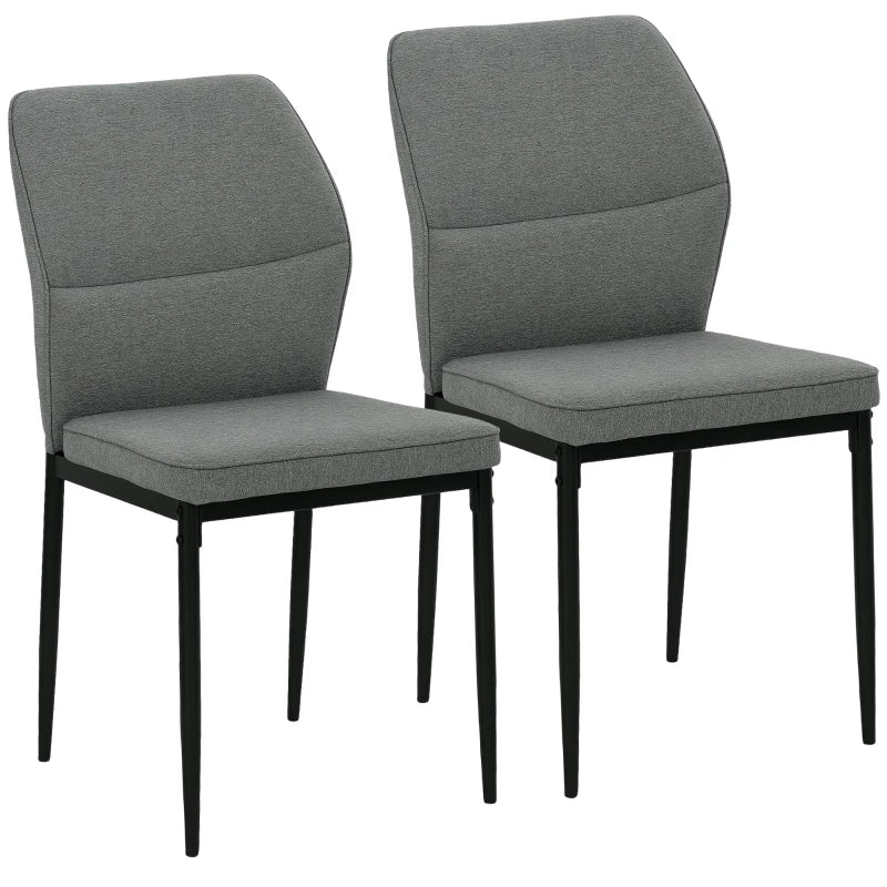 Modern Velvet Dining Chairs Set of 2 - Armless Upholstered Kitchen Chairs with Metal Legs, Curved Back, Padded Seat - Grey