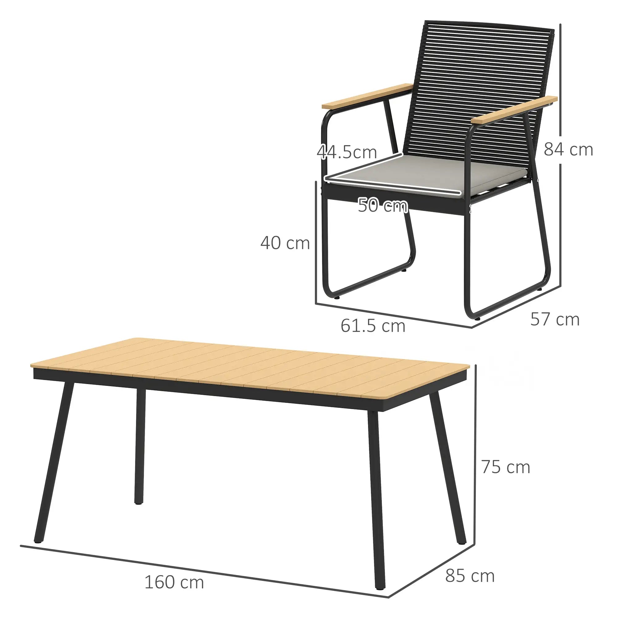 6 Seater Rattan Garden Dining Set with Cushions – Outdoor Patio Furniture with Rectangular Table, Nature Wood Effect, Ideal for Balcony, Poolside & Garden Use