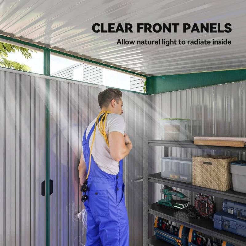 8.5 x 6ft Metal Garden Storage Shed - Green