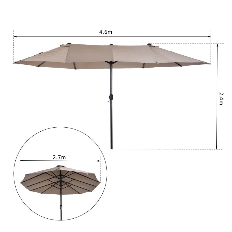 Double-Sided Tan Patio Sun Umbrella - 4.6m