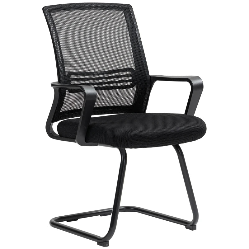 Ergonomic Padded Office Chair with Sled Base for Home Conference Room and Waiting Areas Black