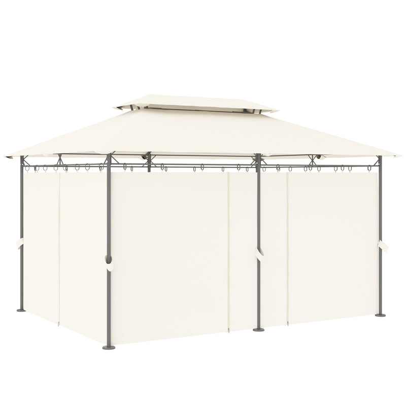 3 x 4m Cream White Metal Frame Two-Tier Roof Gazebo