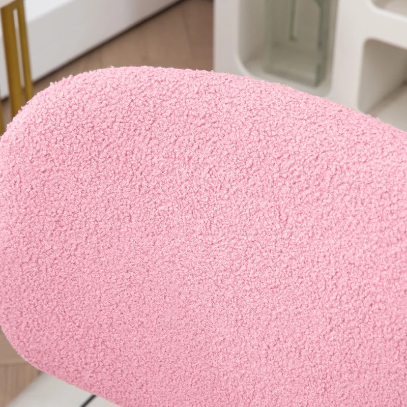 Vinsetto Pink Teddy Fleece Armless Office Chair - Cozy, Stylish, Ergonomic Design for Home & Office Use